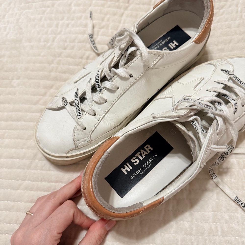 Golden Goose White and Brown Hi-Star Women’s Sneakers - Picture 4 of 4